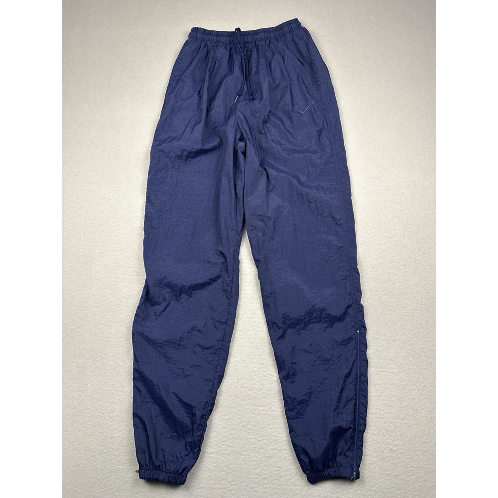 Vintage Nike Pants Women Small Blue Windbreaker Rain Ankle Zip Track Pants